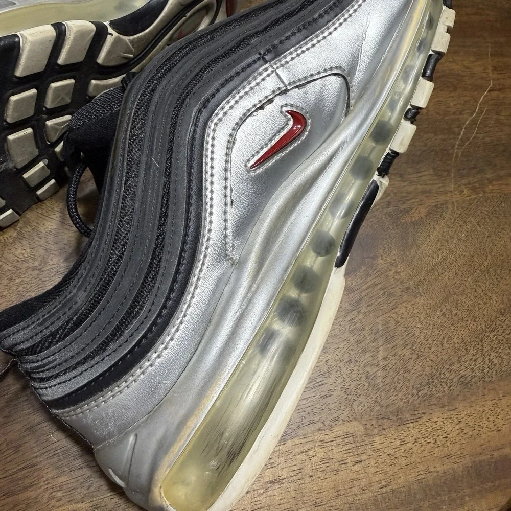 Nike Air Max 97 QS B-Sides Metallic Silver Black Size 10.5 Sneakers AT5458-001